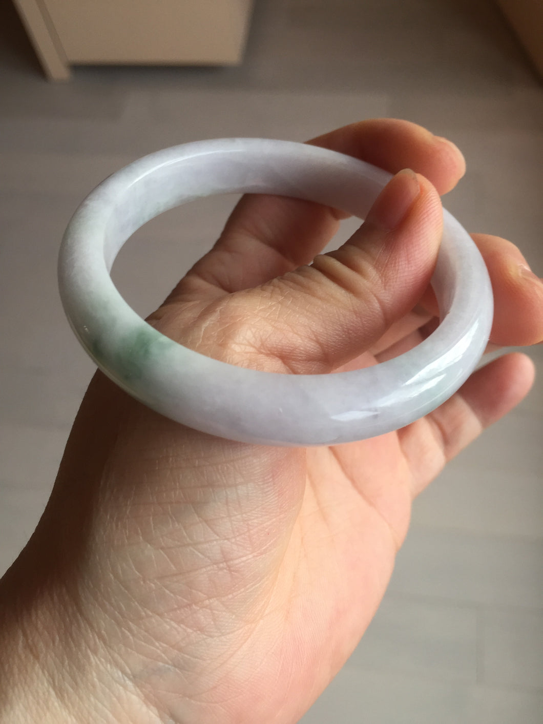 56.5mm certified Type A 100% Natural purple white green Jadeite Jade bangle AJ80-1266