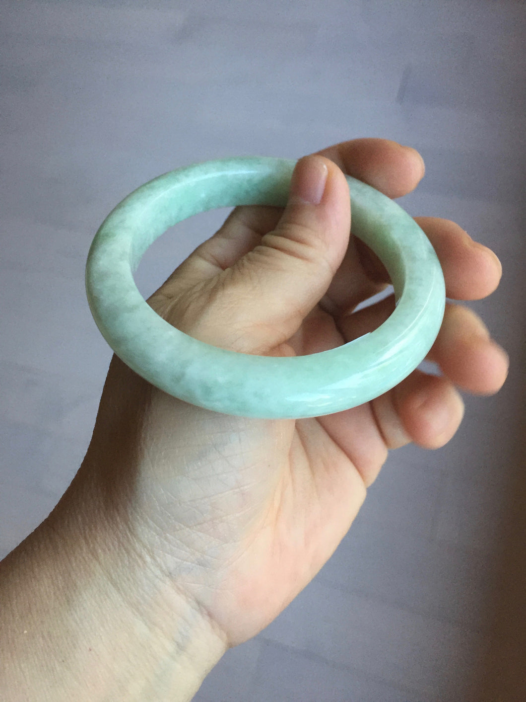 57mm Certified Type A 100% Natural light green jadeite Jade bangle PA132-(6557)