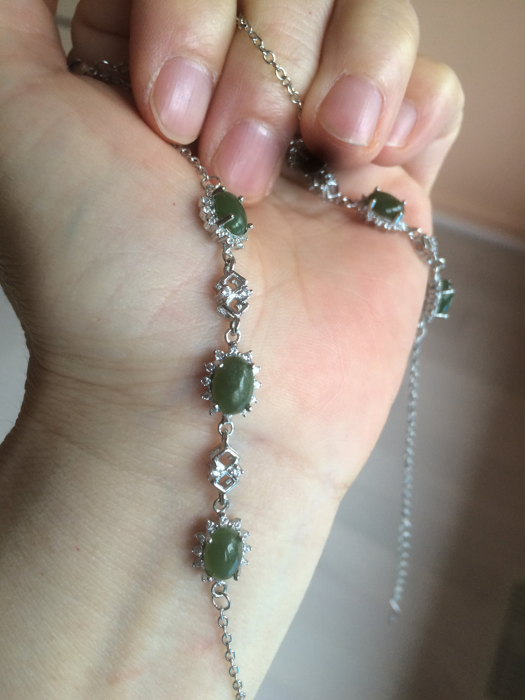 100% Natural dark green/black nephrite Hetian Jade bracelet HF73