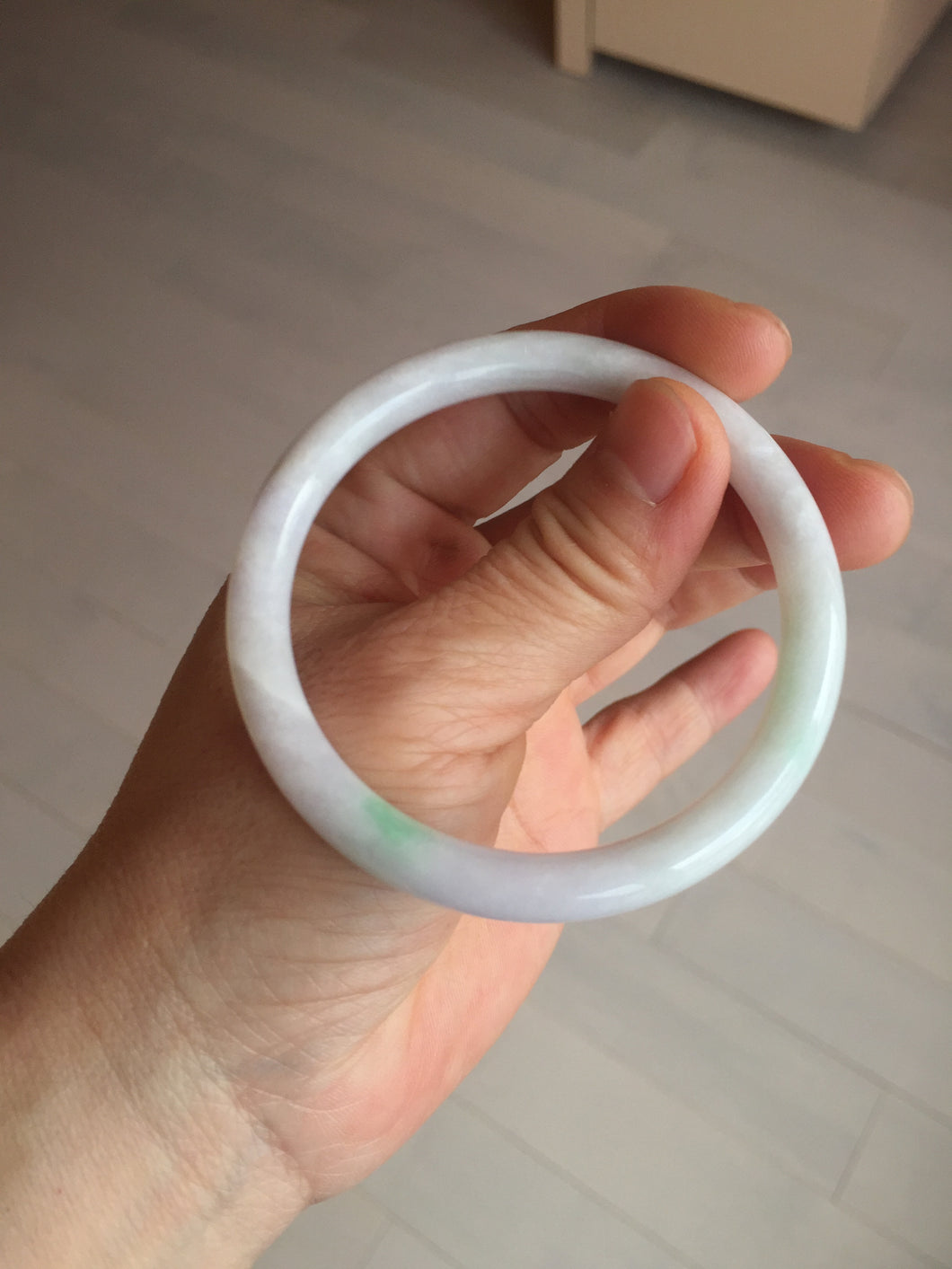 55mm certified 100% natural white sunny green purple slim round cut jadeite jade bangle BL91-4675