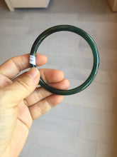 Load image into Gallery viewer, 63mm Certified Type A 100% Natural deep sea dark green/blue/black slim round cut Guatemala Jadeite bangle PC61-2067
