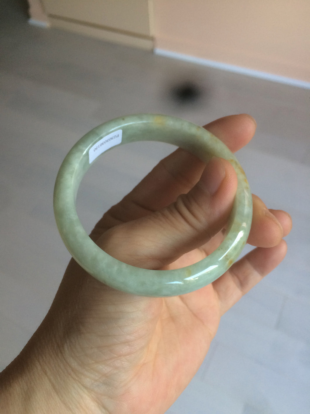 54.4mm Certified 100% natural Type A light green/yellow jadeite jade bangle m98-6150