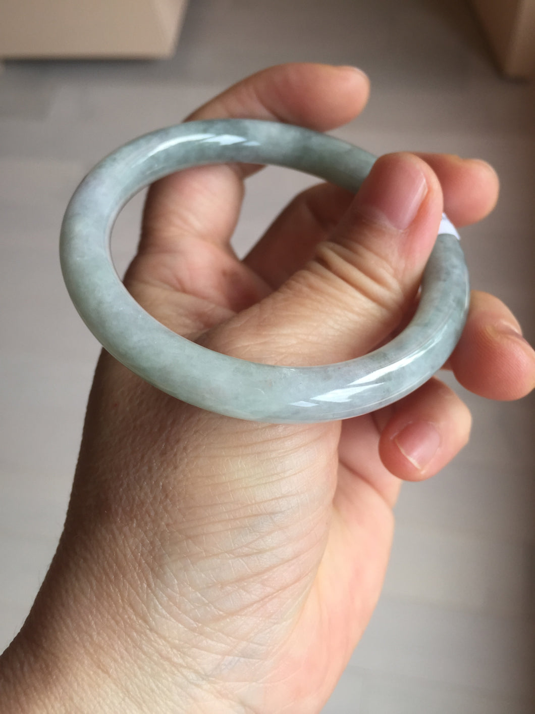 53.8mm certified 100% natural Type A light green gray black purple round cut  jadeite jade bangle Q133-2853