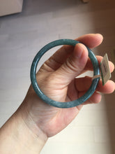 Load image into Gallery viewer, 58mm Certified Type A 100% Natural dark green/blue/gray with flying snow Guatemala slim round cut Jadeite bangle PA141-8833
