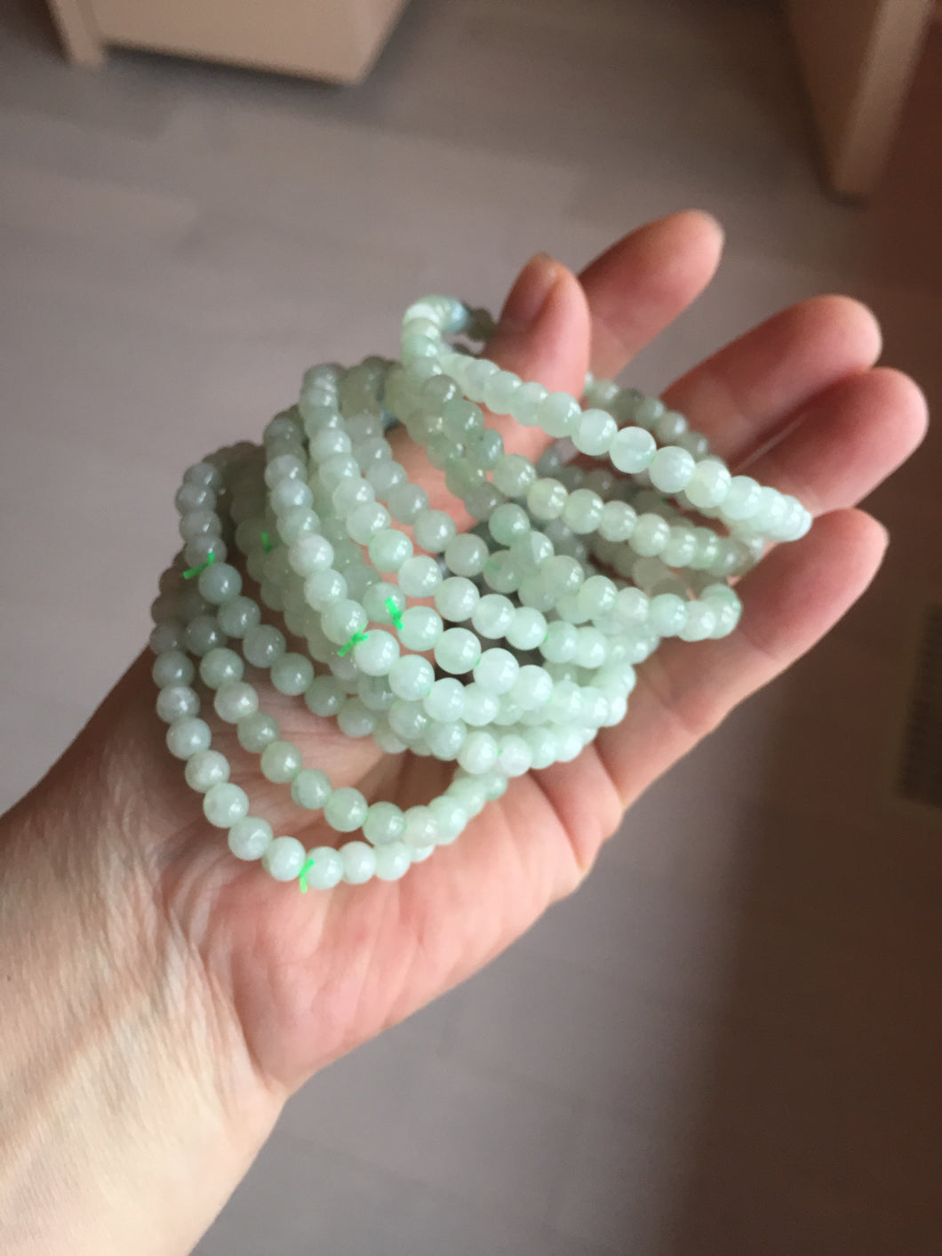 4.7mm 100% natural type A light green white jadeite jade beads bracelet for size 50-55mm hand group BP155