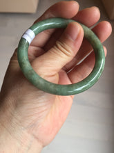 Load image into Gallery viewer, 50.5mm certificated Type A 100% Natural dark green/gray round cut oval Jadeite Jade bangle D157-5372
