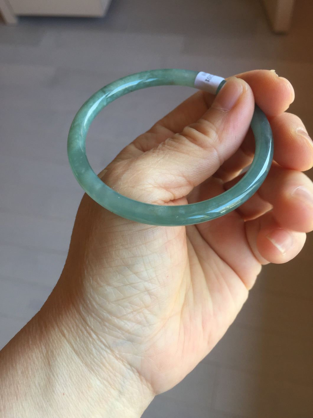 54.5mm Certified Type A 100% Natural icy watery deep sea dark green/blue/gray/black Guatemala slim round cut Jadeite bangle PB140-8148