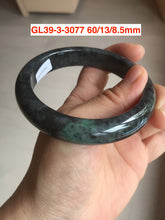 Load image into Gallery viewer, 60mm certified Type A 100% Natural dark green/black(墨翠) Jadeite Jade bangle group with defects GL39
