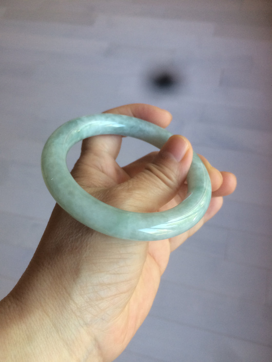 56.4 mm certificated Type A 100% Natural light green round cut Jadeite Jade bangle S54-4069