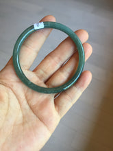 Load image into Gallery viewer, 54.5mm Certified Type A 100% Natural icy watery deep sea dark green/blue/gray/black Guatemala slim round cut Jadeite bangle PC84-7031
