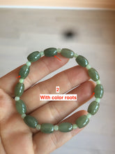 Load image into Gallery viewer, 100% natural  type A oily dark green olive +round jadeite jade bead  bracelet AT91

