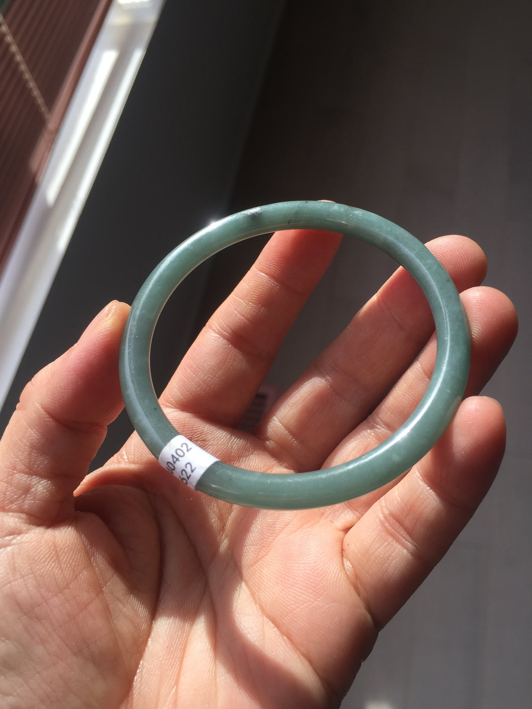 55mm Certified Type A 100% Natural light green/blue slim round cut Guatemala Jadeite bangle BS59-4622