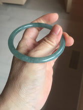 Load image into Gallery viewer, 55.5mm Certified Type A 100% Natural light green/blue/gray Guatemala slim round cut Jadeite bangle PD67-1481
