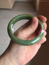Load image into Gallery viewer, 56mm Certified Type A 100% Natural Pine Green subtle mottling russet accent Jadeite bangle KS40-1642
