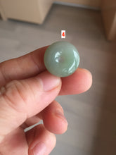 Load image into Gallery viewer, 16-20mm Type A 100% Natural icy watery light green white gray Jadeite Jade Safety Guardian Button donuts Pendant group AU81
