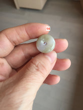 Load image into Gallery viewer, 14.5-16.4mm Type A 100% Natural icy watery light green white gray Jadeite Jade Safety Guardian Button donuts Pendant group AU80
