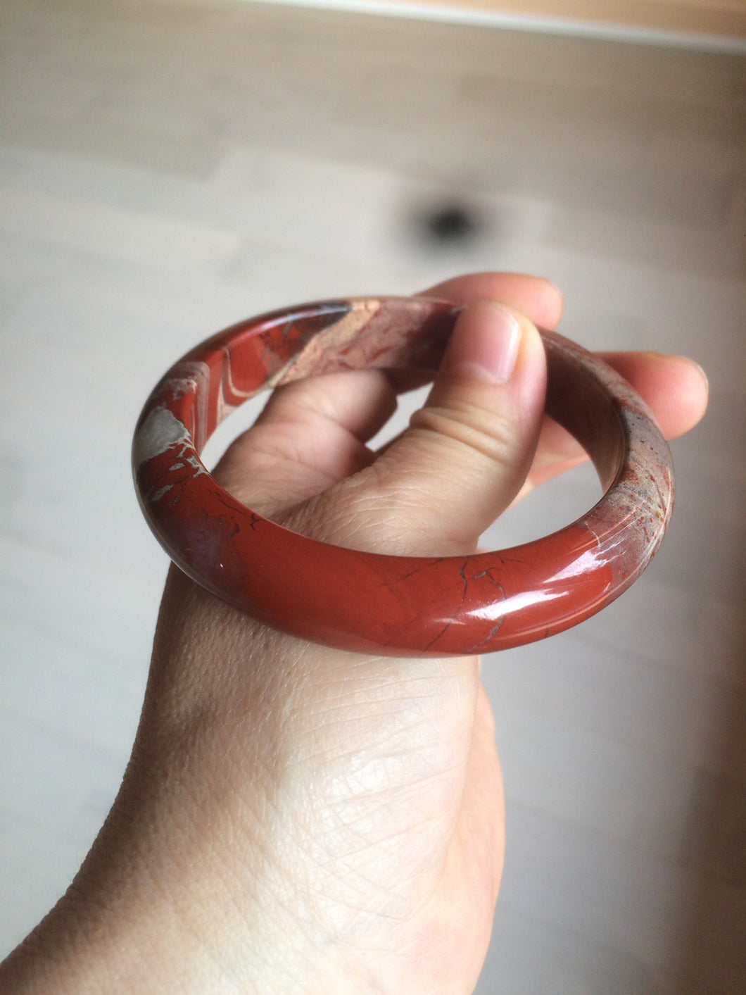 58mm 100% natural red/pink/gray red jasper stone bangle CB75