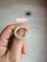 Load image into Gallery viewer, 100% natural type A light yellow/gray (黄冰) jadeite jade band ring AZ98
