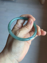 Load image into Gallery viewer, 55.5mm Certified Type A 100% Natural light green/blue/gray Guatemala slim round cut Jadeite bangle PD68-1470
