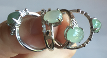 Load image into Gallery viewer, 100% natural type A icy watery green dark green four-prong jadeite jade ring group BP145
