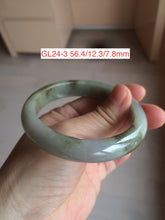 Load image into Gallery viewer, 55-57mm Certified Type A 100% Natural oily dark green/black/gray Jadeite Jade bangle group GL24

