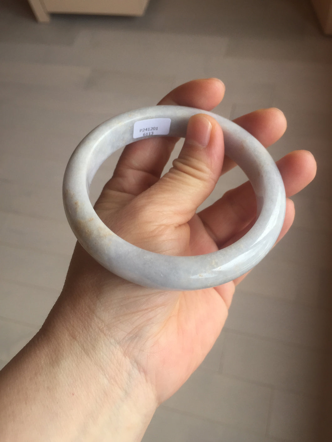 62.5mm certified 100% natural Type A light purple/white jadeite jade bangle PA11-6113