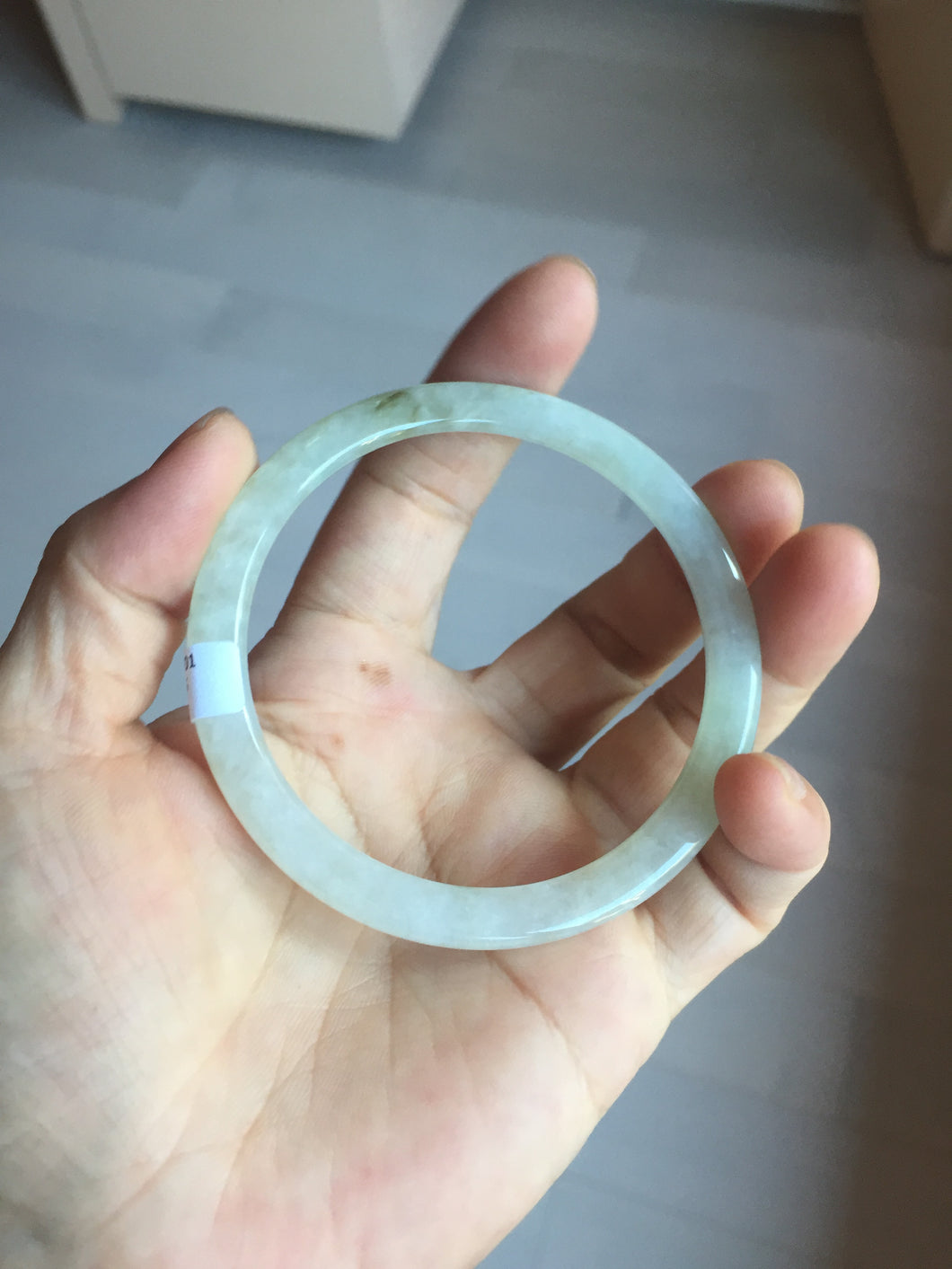 58.2mm certified 100% natural type A light green white flat jadeite bangle PD28-5815