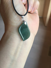 Load image into Gallery viewer, 100% natural type A jadeite jade icy watery yellow green black Willow leaf pendant group AX152
