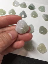 Load image into Gallery viewer, 100% Natural type A icy watery light green white small happy Buddha (拇指佛) jadeite Jade pendant group F131
