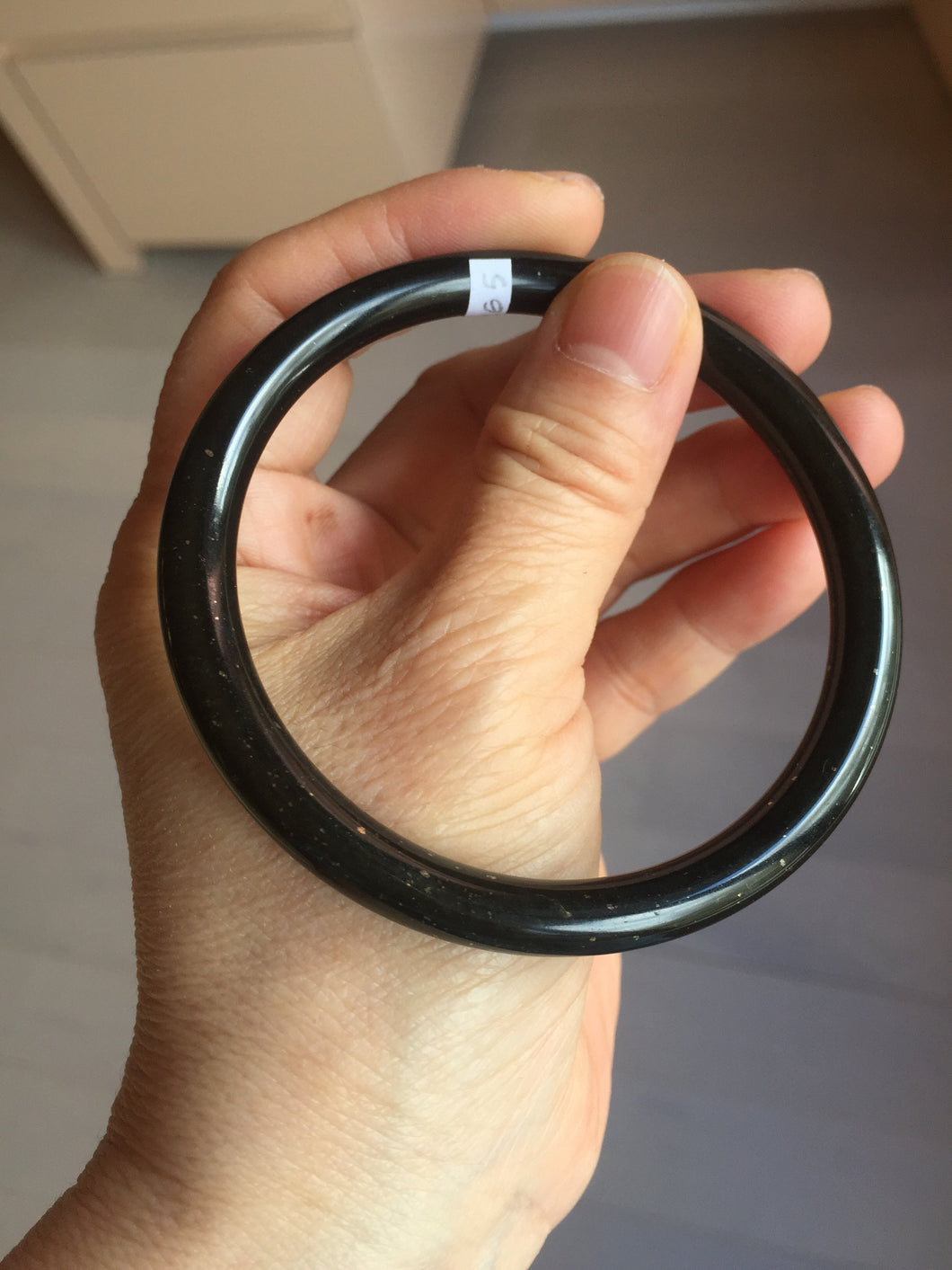 62mm 100% Natural dark green/black meteorite Stellar Night sky slim round cut nephrite bangle HF111-1265