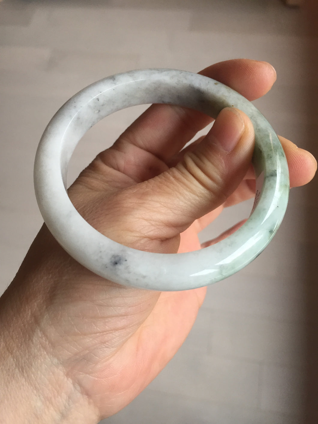 57.9mm certified Type A 100% Natural dark green/white/black(WuJi) Jadeite Jade bangle D143-4015