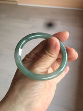 Load image into Gallery viewer, 49.5mm Certified Type A 100% Natural icy dark green/gray oval round cut Jadeite Jade bangle M89-2878
