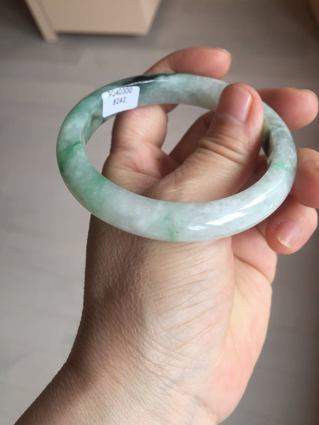 57mm Certificated sunny green/dark green/white jadeite jade bangle BK119-8242