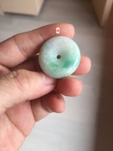 Load image into Gallery viewer, 26-28mm Type A 100% Natural sunny green yellow Jadeite Jade Safety Guardian Button donuts Pendant group BP96
