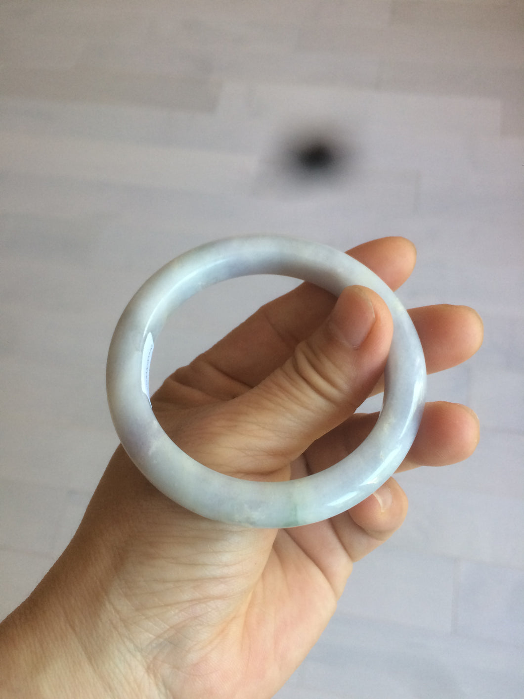 53.5mm certified Type A 100% Natural light purple/white Jadeite Jade bangle AX82-0310