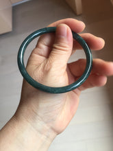Load image into Gallery viewer, 59.5mm Certified Type A 100% Natural dark green/blue/gray Guatemala slim round cut Jadeite bangle PA147-8857
