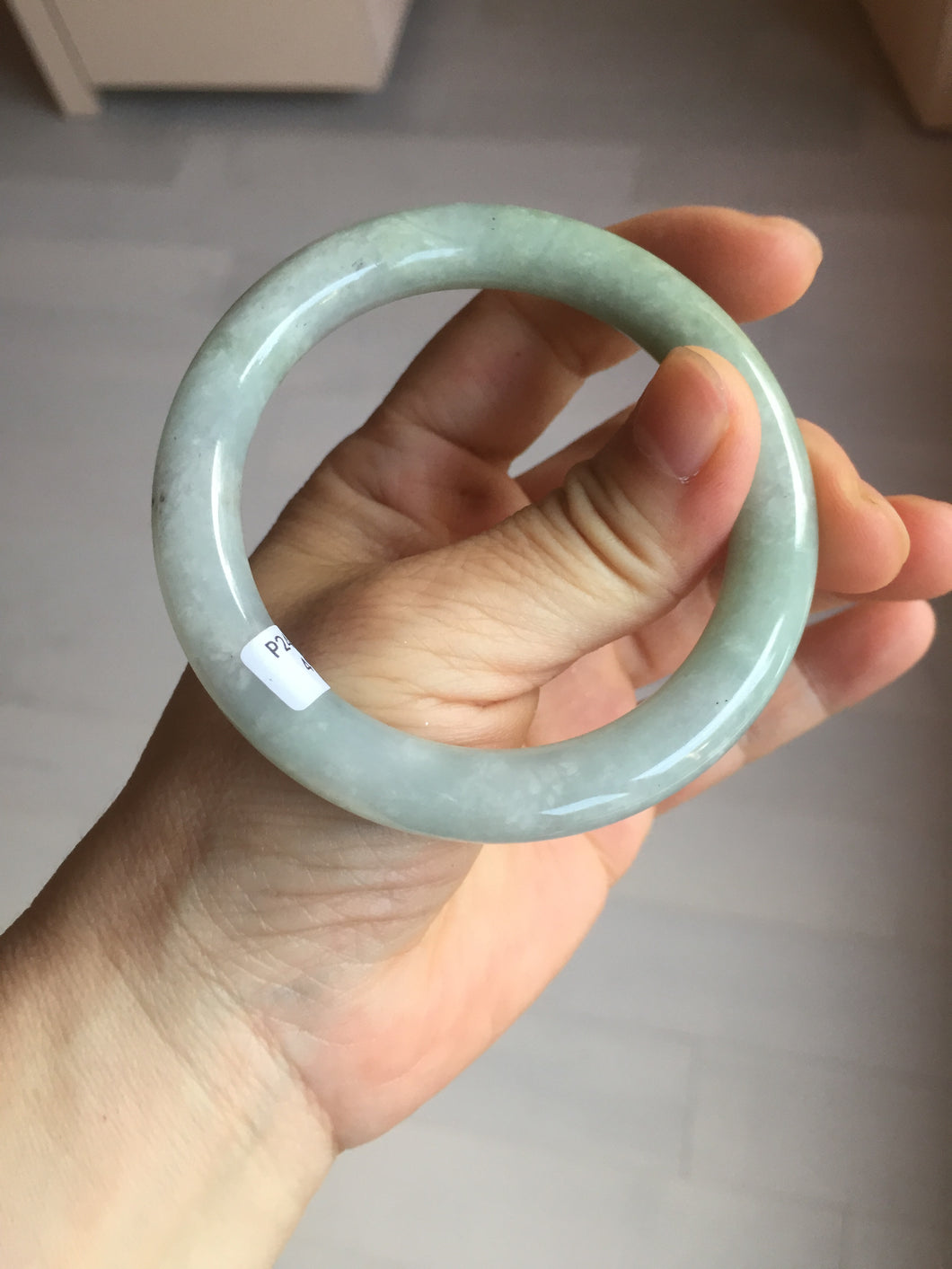 54.8mm certified natural 100% natural Type A light green round cut jadeite jade bangle BP2-4990