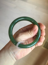 Load image into Gallery viewer, 58.8mm certified 100% Natural dark green black (碧玉) round cut nephrite Jade bangle HF122-1585
