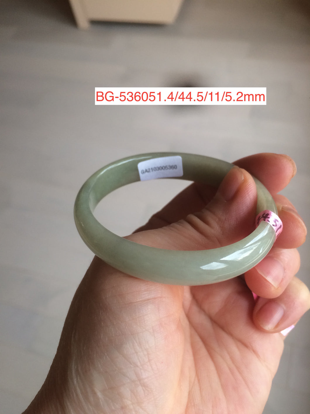 45-49.2 mm Type A 100% Natural light green/yellow/gray Jadeite Jade bangle for little kids/small adult hand BG3