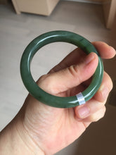 Load image into Gallery viewer, 56.3mm certified 100% Natural dark green black (碧玉) round cut nephrite Jade bangle HT104-1584
