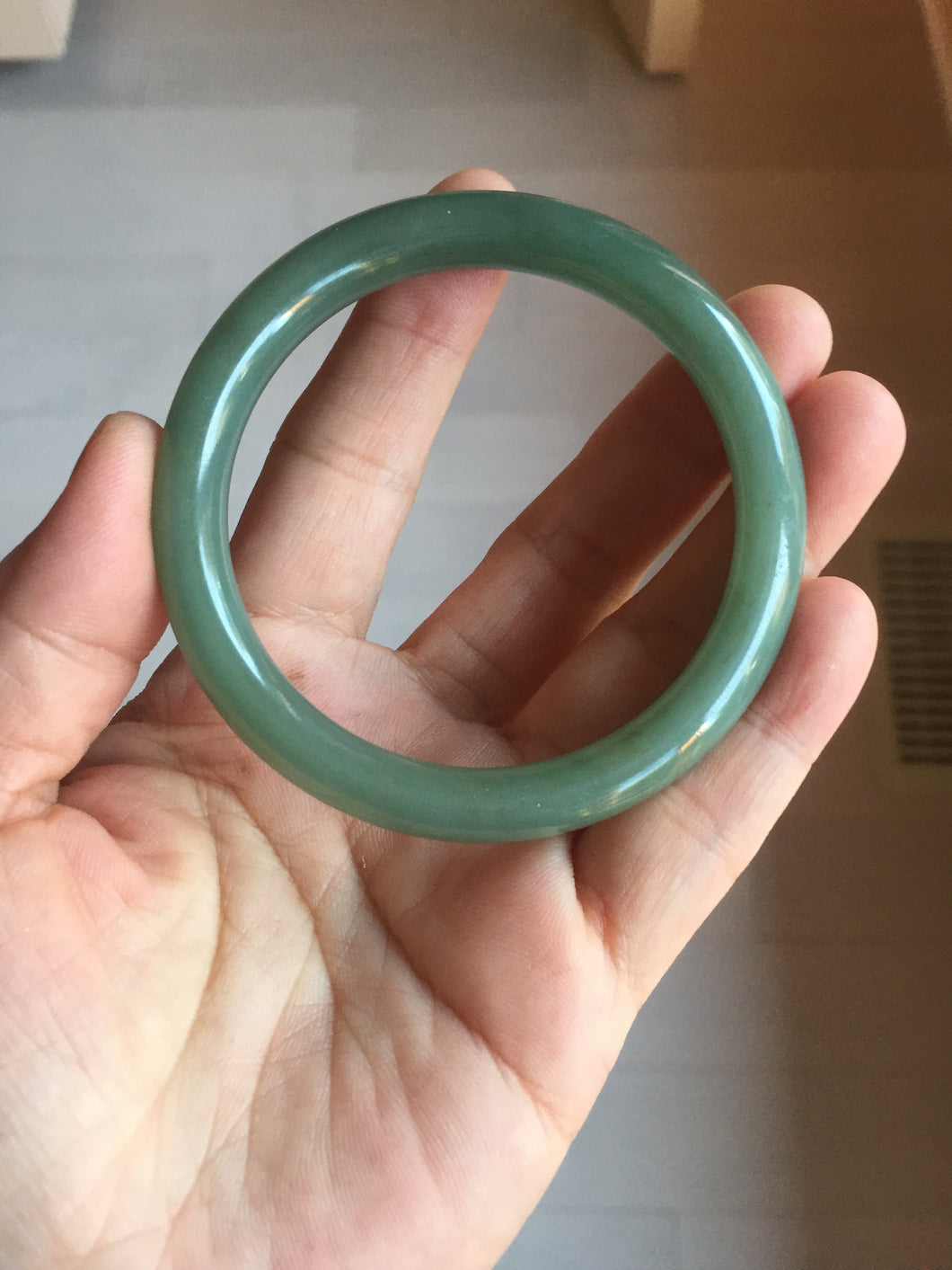 56mm Certified 100% natural Type A oily dark green/ gray (老油青) round cut jadeite jade bangle PD115