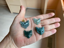 Load image into Gallery viewer, 100% natural type A dark green/gray Guatemala jadeite jade fox mask pendant necklace BP176
