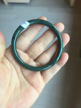 Load image into Gallery viewer, 55mm Certified Type A 100% Natural dark green/blue/gray Guatemala slim round cut Jadeite bangle PA84-1027
