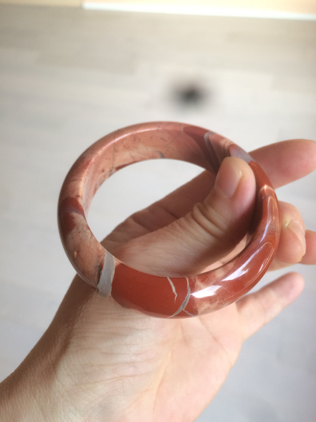 53mm 100% natural red/pink red jasper stone bangle XY89