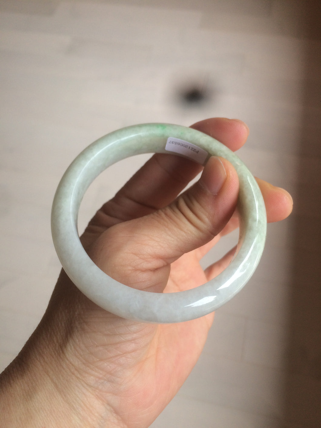 55mm certified type A 100% Natural light green/white jadeite jade bangle AE66-6537