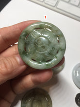 Load image into Gallery viewer, 100% natural type A light green dark green jadeite jade the eight trigrams (Bagua,八卦) pendant group F155
