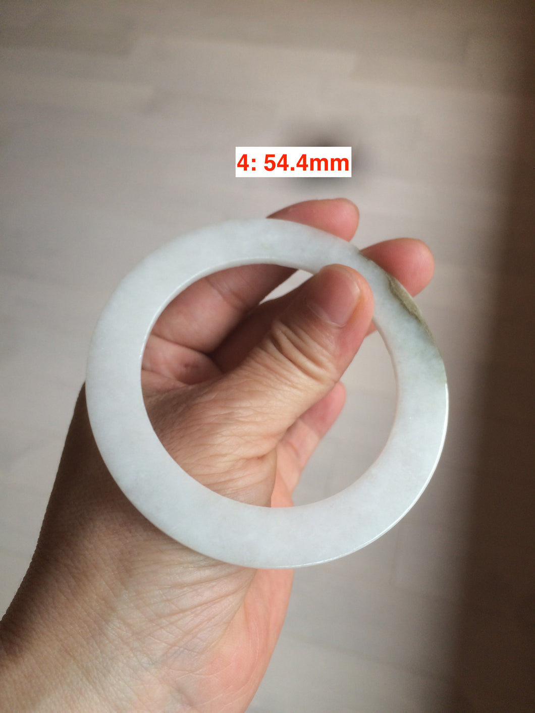 53mm certified Type A 100% Natural white/brown flat style Jadeite jade bangle C89-4