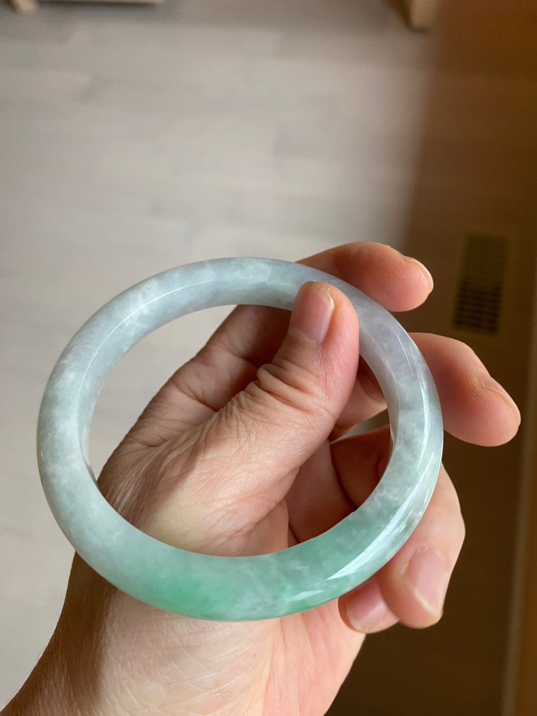 57mm certified Type A 100% Natural sunny green/white/purple Jadeite Jade bangle L146-5350