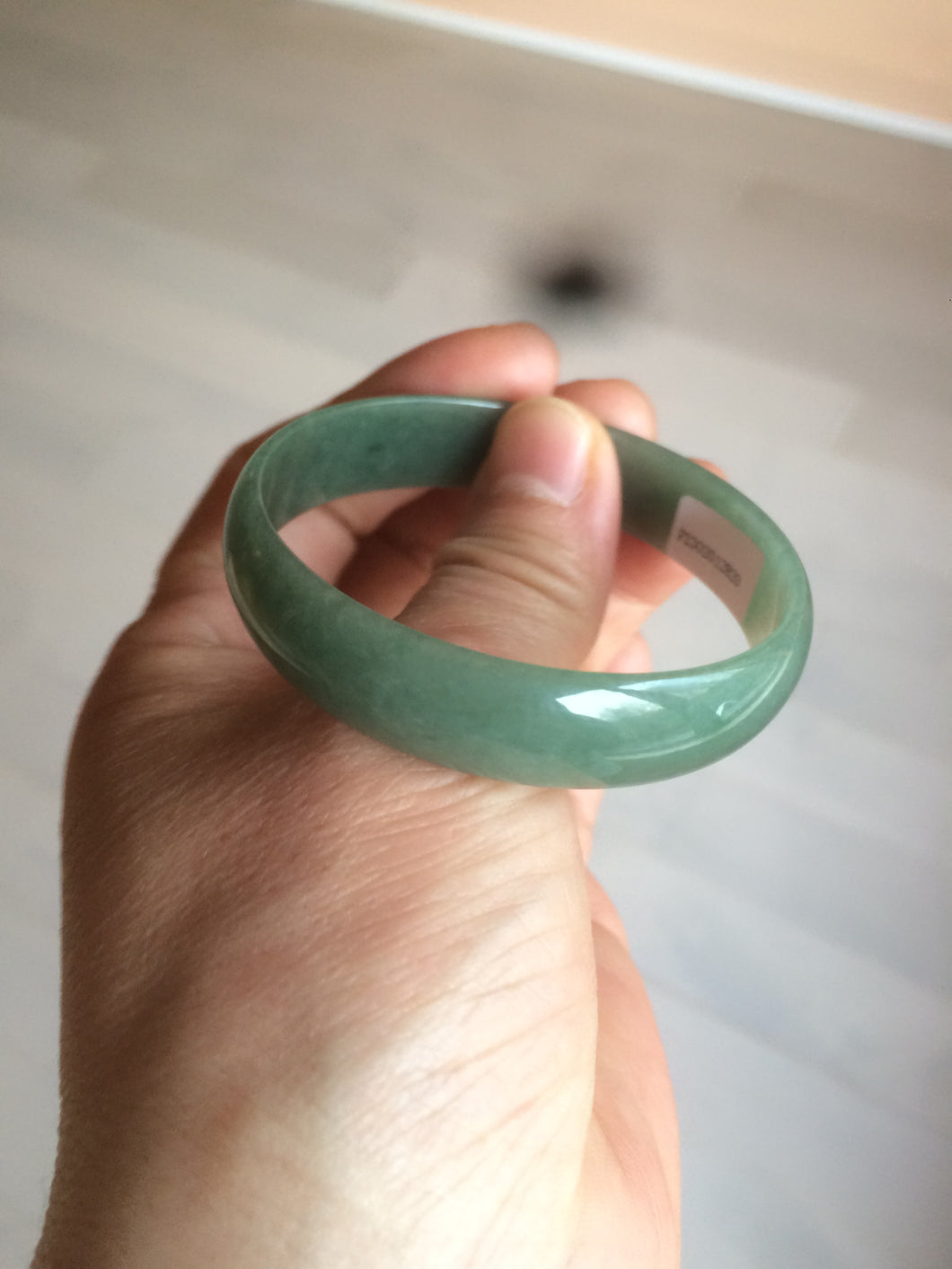 51.6mm certified Type A 100% Natural oily dark green  thin style Jadeite jade bangle M87-2820