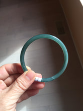 Load image into Gallery viewer, 59.3mm Certified Type A 100% Natural dark green/blue/gray Guatemala slim round cut Jadeite bangle BP192-2456
